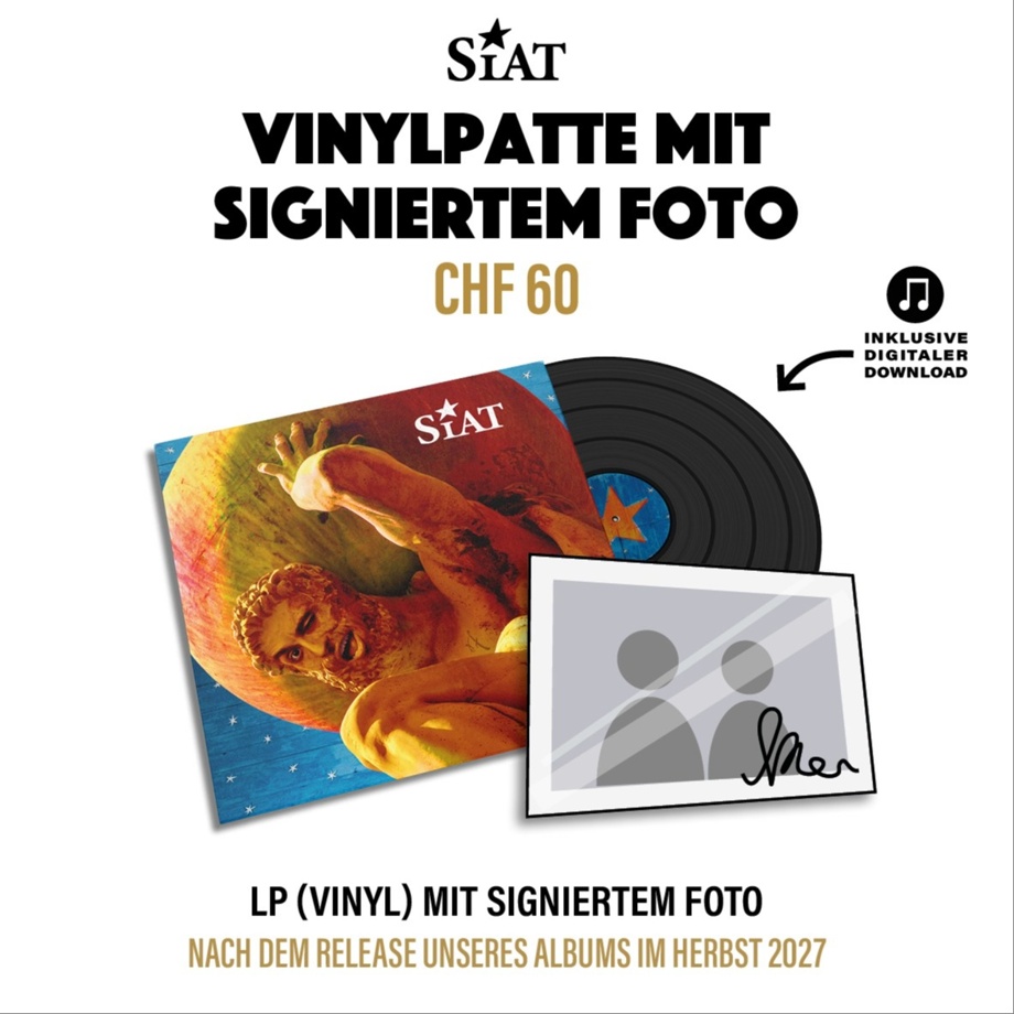 Vinylplatte + signiertes Foto von uns