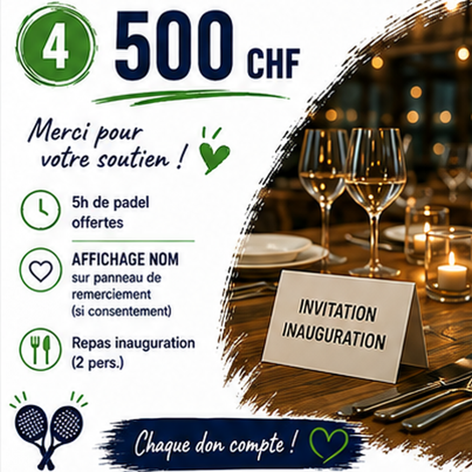 5 heures de padel offert + repas gratuit à l'inauguration