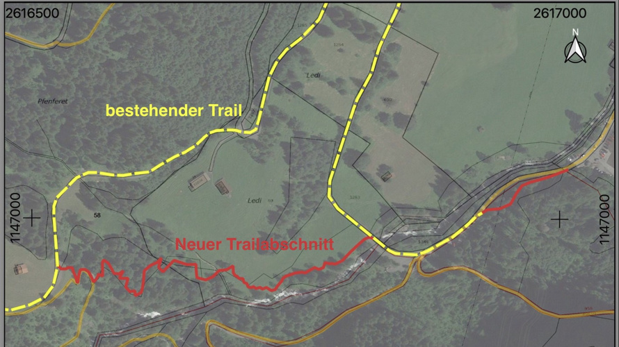 Ausbau Freeridetrail Kandersteg um 800 Meter bis nach Kandersteg.