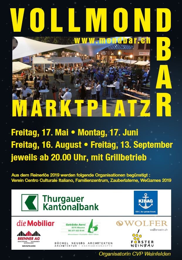 Getränk und Grillade an der Vollmondbar auf dem Marktplatz Weinfelden