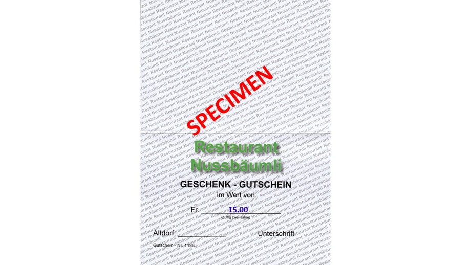 Gutschein im Wert von CHF 15.00