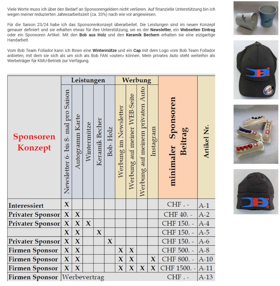 diverse Artikel auf der WEB Seite ersichtlich