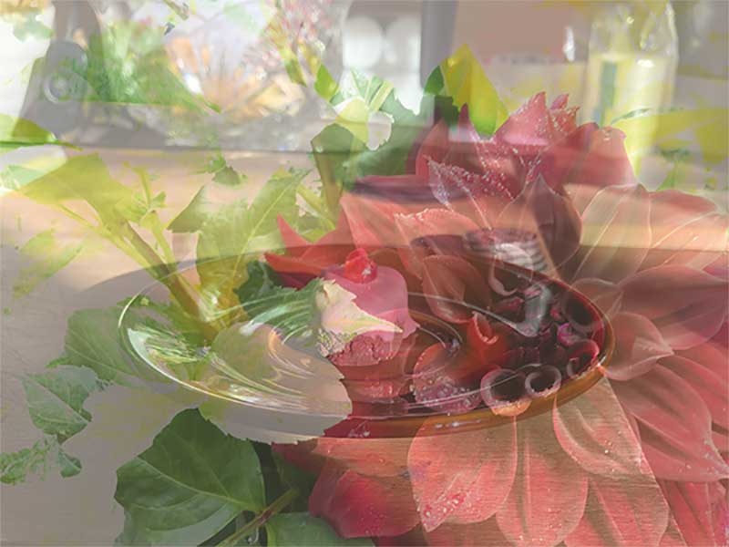 Schilthorn Gönner mit Kartoffelkunstdruck, Digitaldruck auf Leinwand von annette weber & 10 mini Brownies