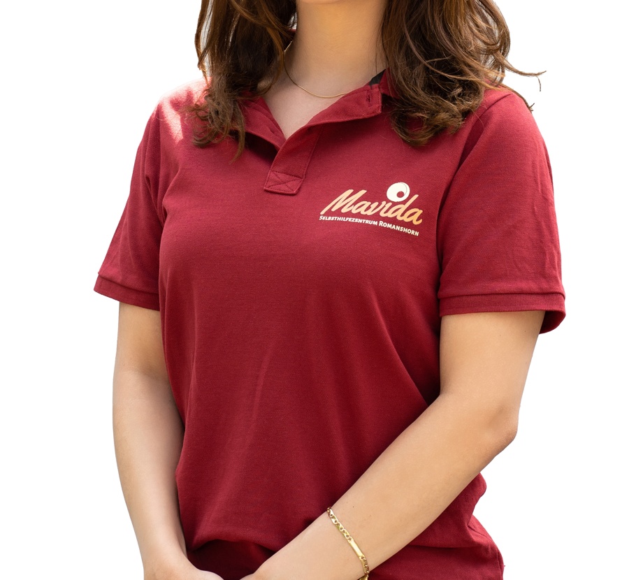 Poloshirt mit Schriftzug "MAVIDA"