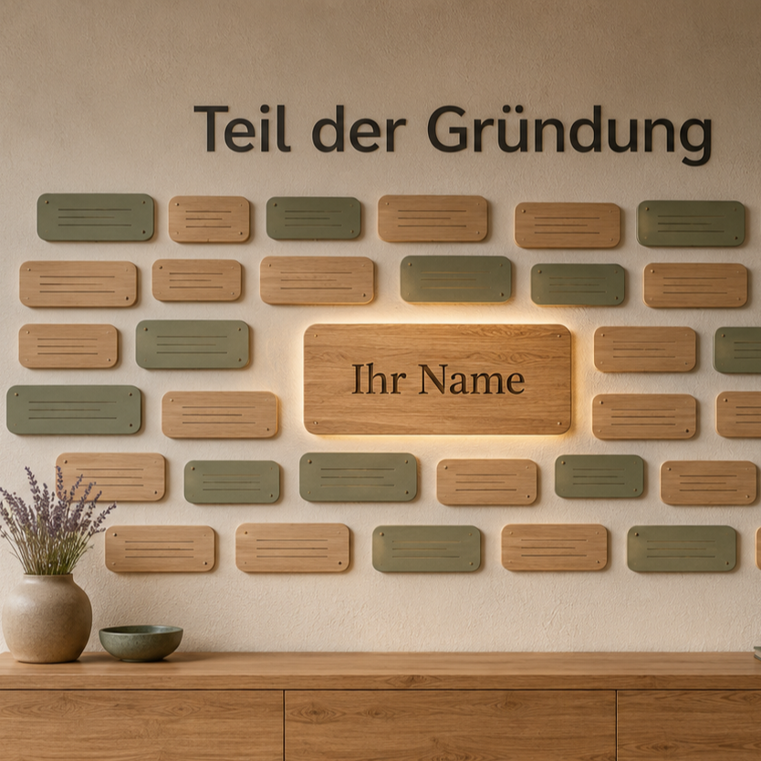 Teil der Gründung - Ihr Name auf der Unterstützerwand