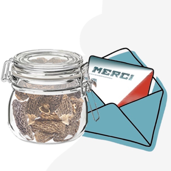 Morilles séchées + carte  de remerciement