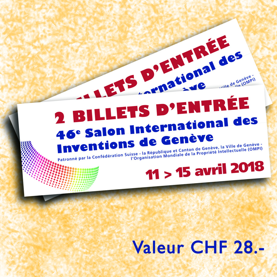 2 Entrées Salon des inventions Genève avril 2018