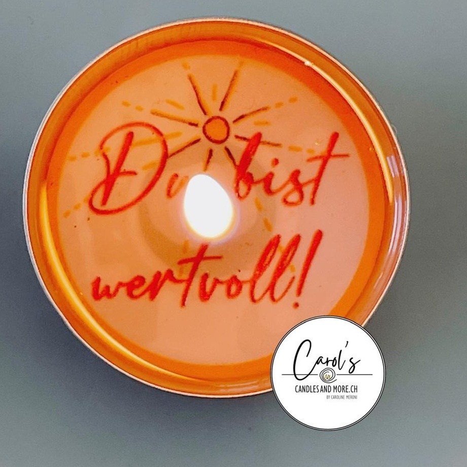 1er Teelicht mit Überraschungsbotschaft mit Karte