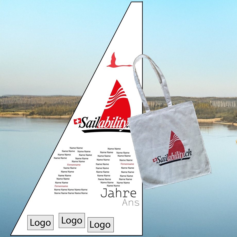 Single: dein Name auf dem Segel + Stofftasche