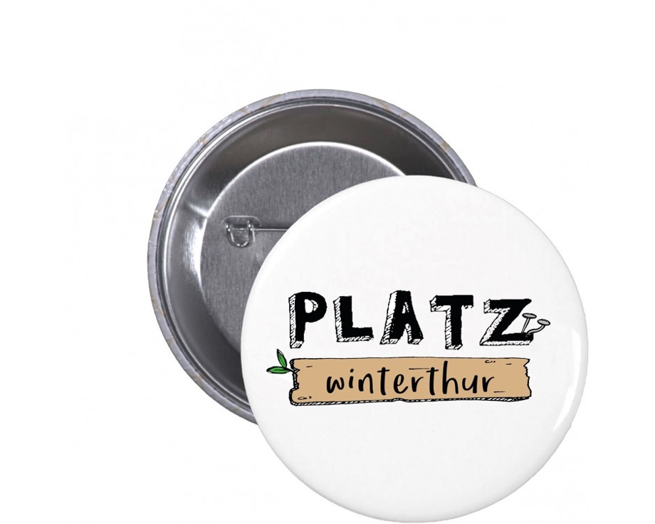 Buttons mit dem PLATZ-Logo & Stickers