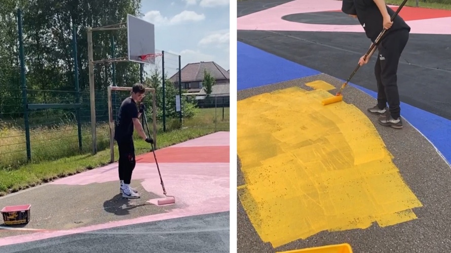 Projekt Pausenplatz Bodengestaltung Schule Walkermatte Biel