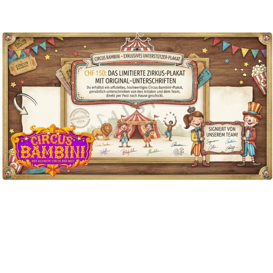 Plakat mit Unterschrift