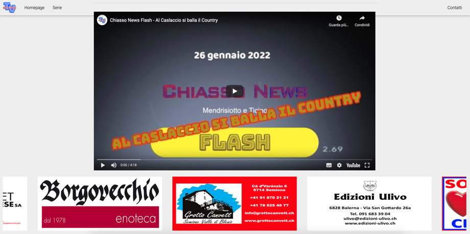 Banner scorrevole su tutte le pagine di Chiasso TV