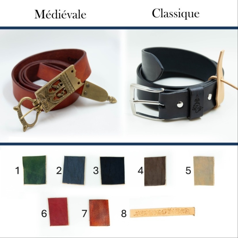 Ceinture en cuir avec pyrogravure