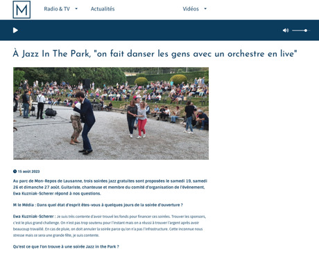 JAZZ IN THE PARK 2023  Rapport d’activité 2023