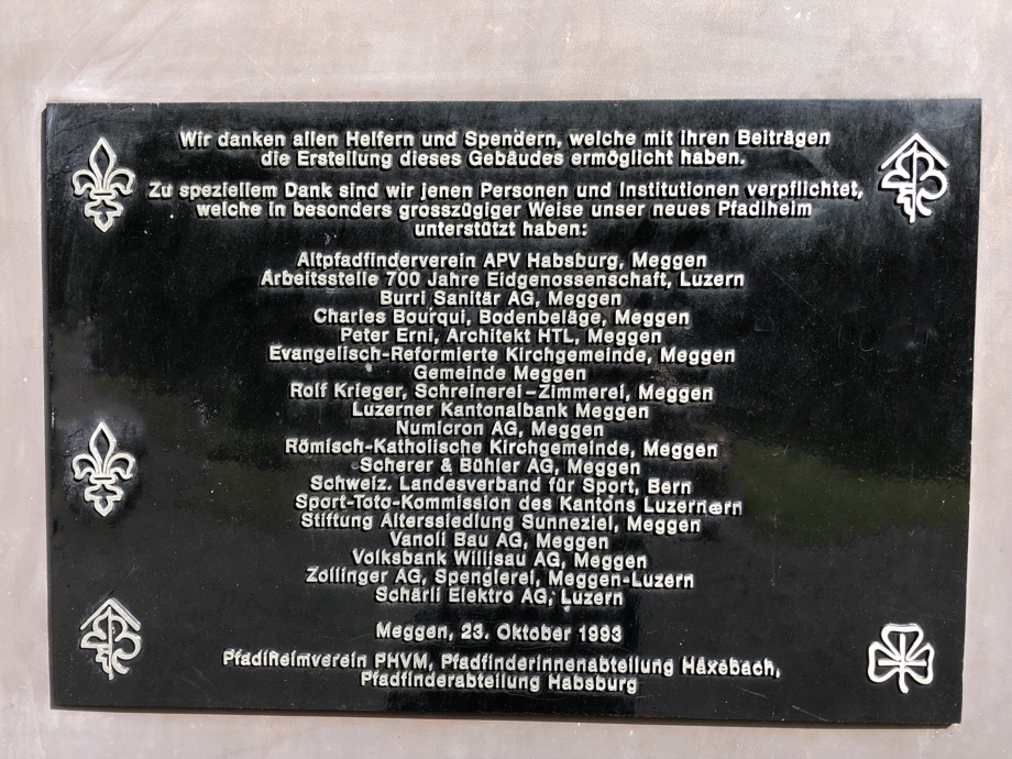 Verewigung auf Spendentafel