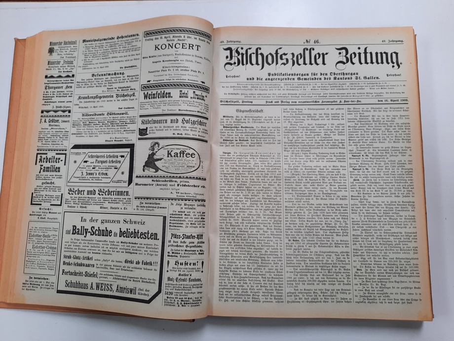 Historische Zeitungsbünde der Bischofszeller Zeitung