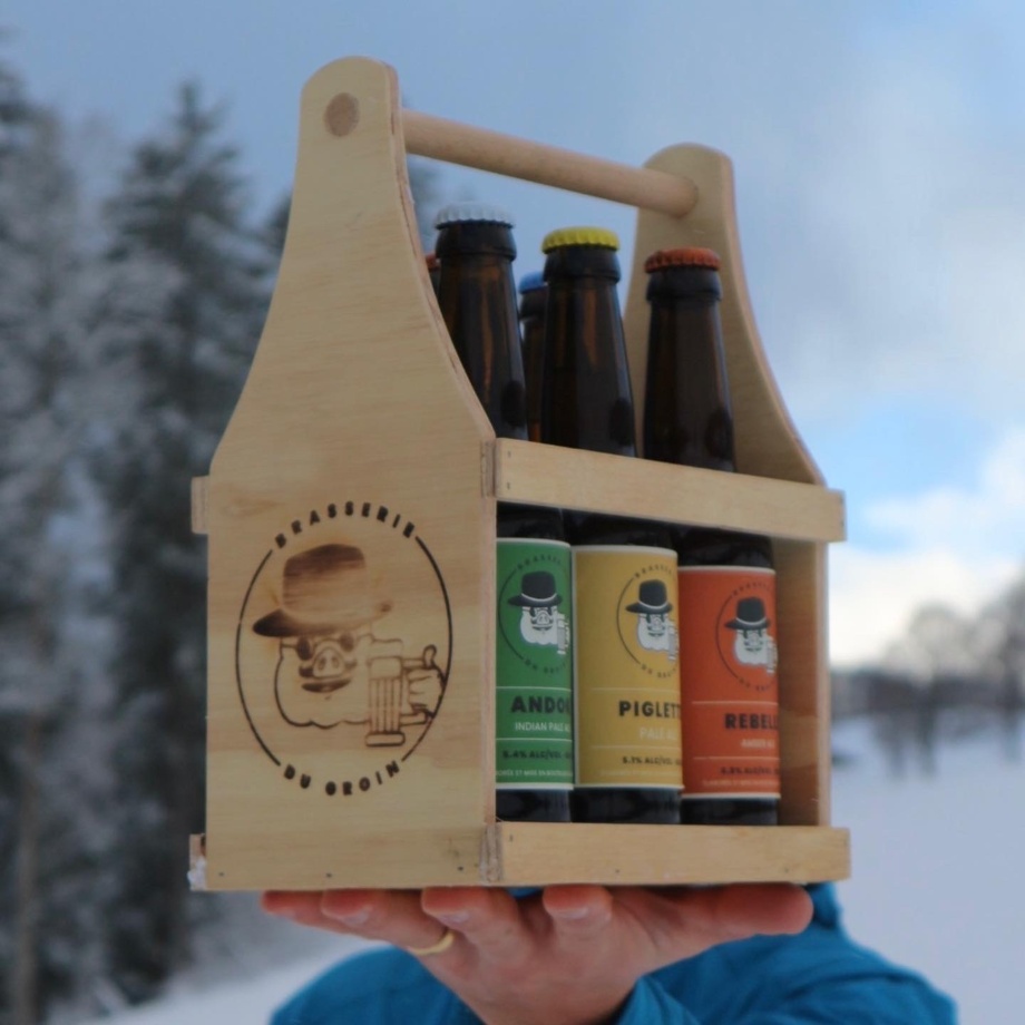 6 bières du Groin dans leur caissette en bois