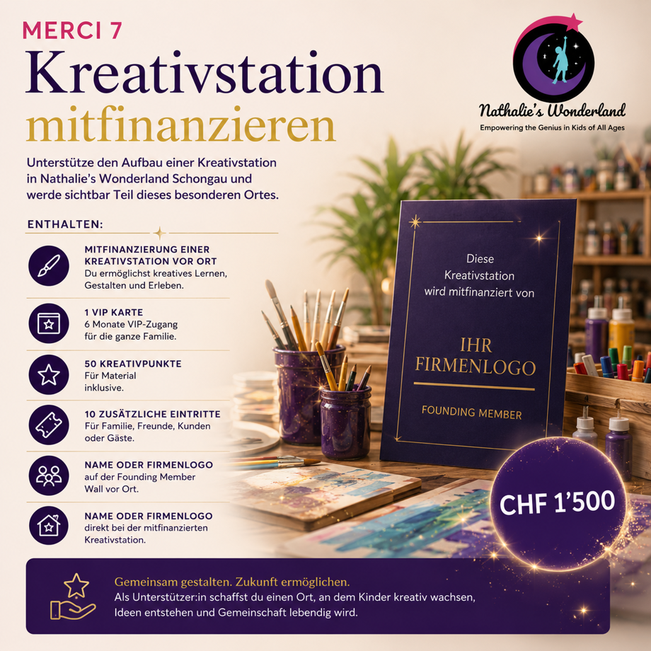 Kreativstation mitfinanzieren – CHF 1’500