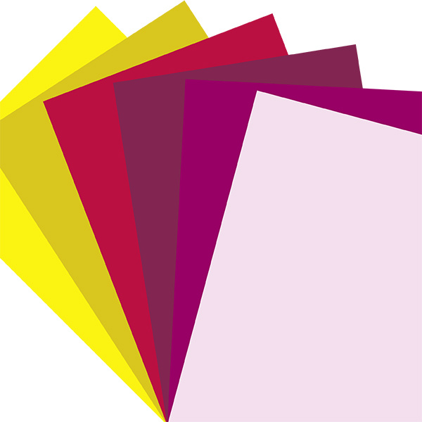 4 Farb-Karten in den warmen Farbtönen