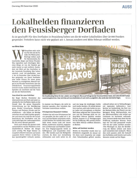 Lokalhelden finanzieren den Feusisberger Dorfladen