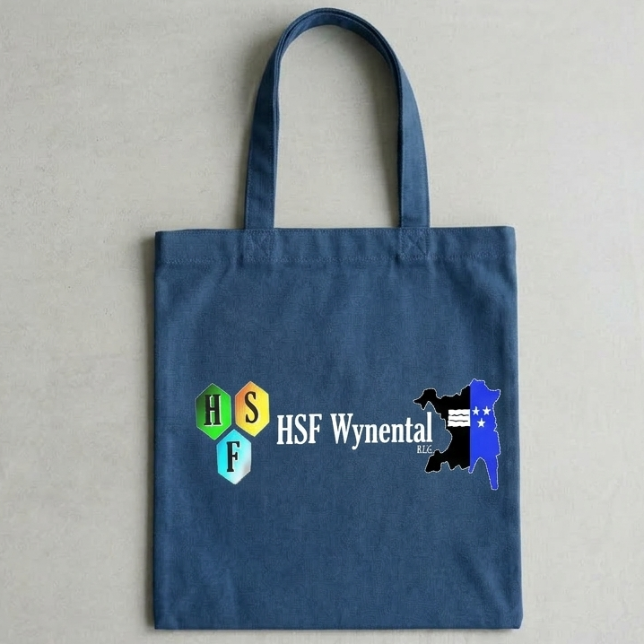 50 Stofftaschen inklusive Logo-Druck (Marineblau/Weiss).