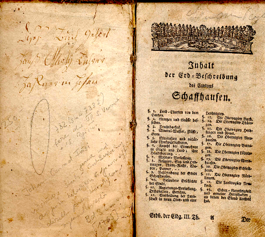 Rarität von 1765 mit einem Beschrieb des Kantons Schaffhausen