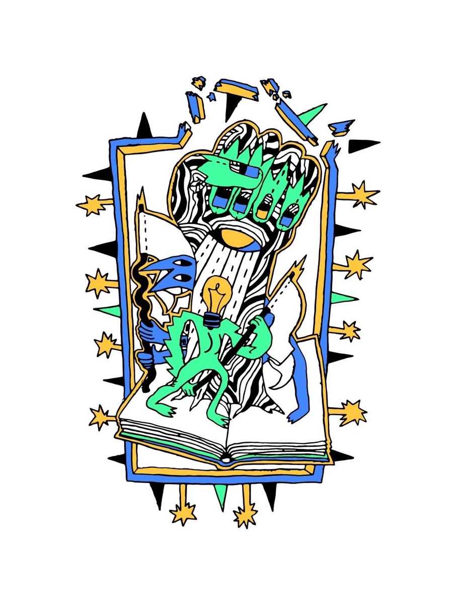 Weisses T-Shirt, vierfarbig bedruckt  (JDP-Design)