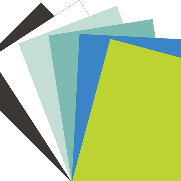 4 Farb-Karten in den kühlen Farbtönen